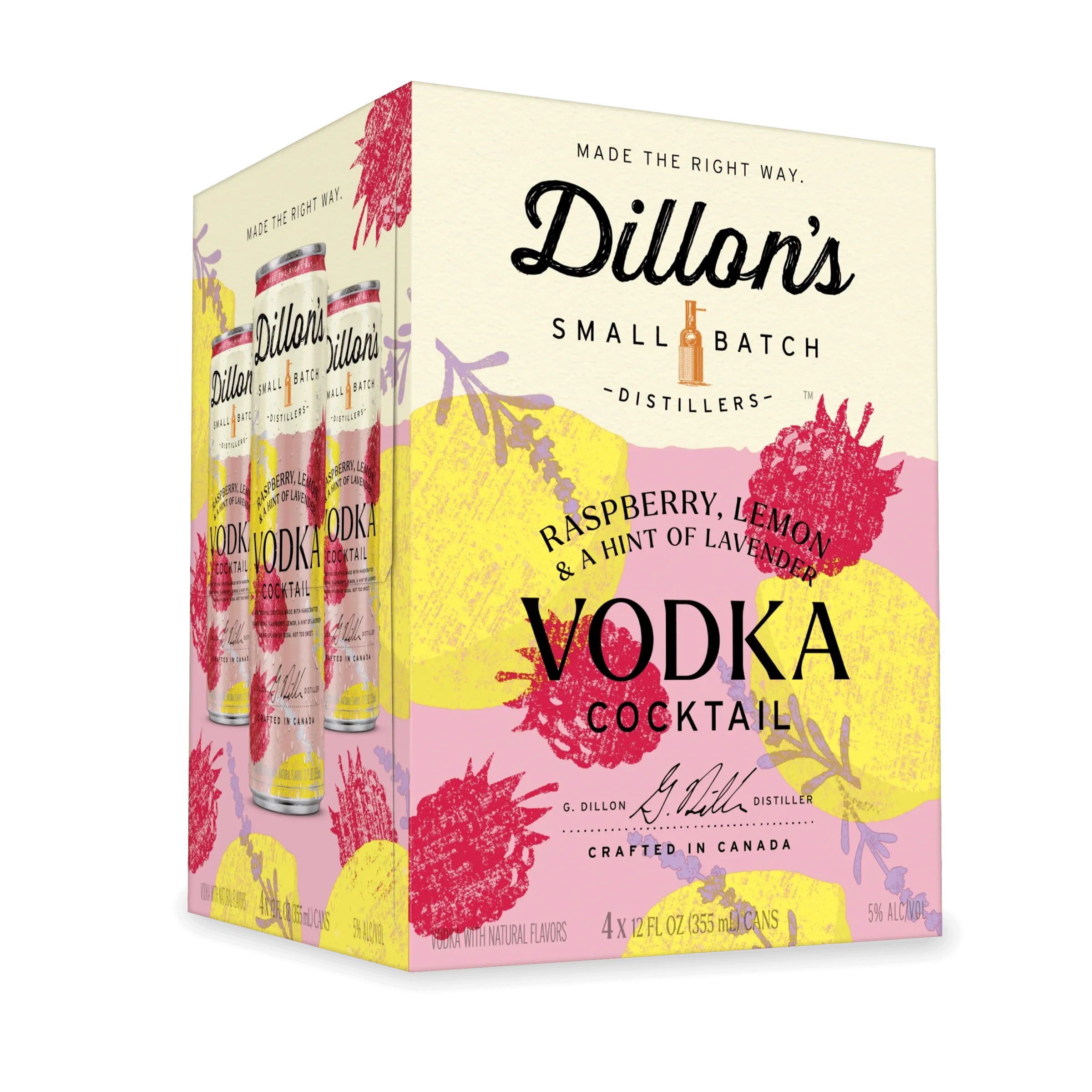 Dillon's Distillers Raspberry Lemon Vodka 4pk - 355ml Cans