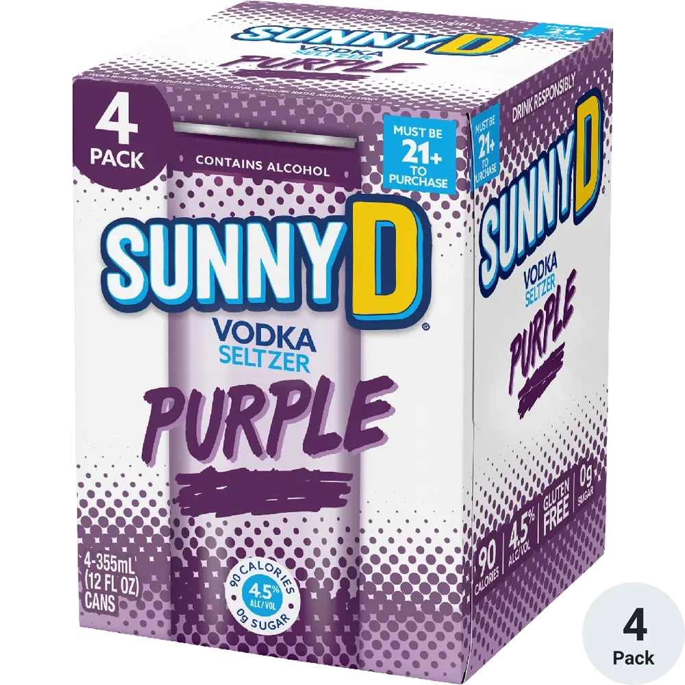 Sunny D Vodka Seltzer Purple Stuff 4pk - 355ml Cans