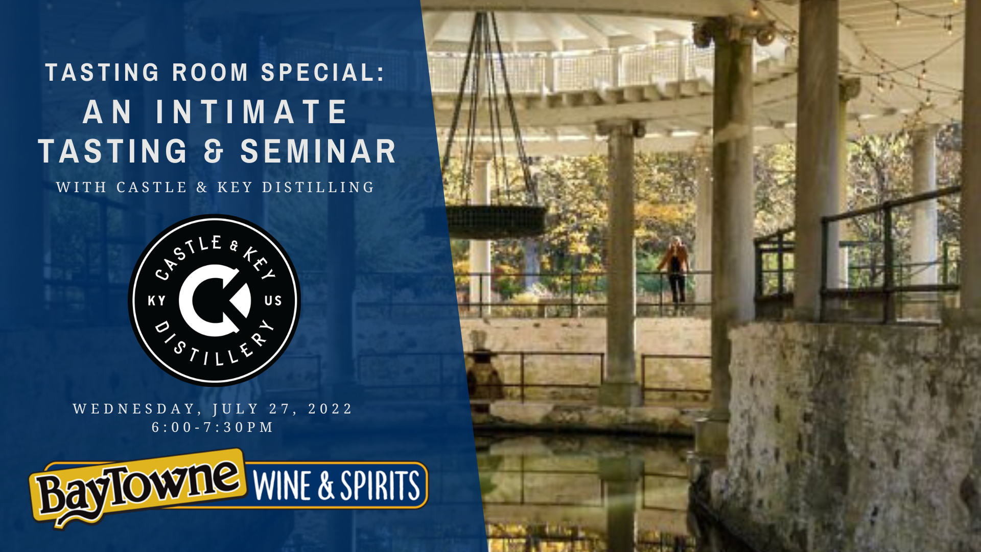 Tasting Room Special: An intimate tasting and seminar with Castle & Key Distilling