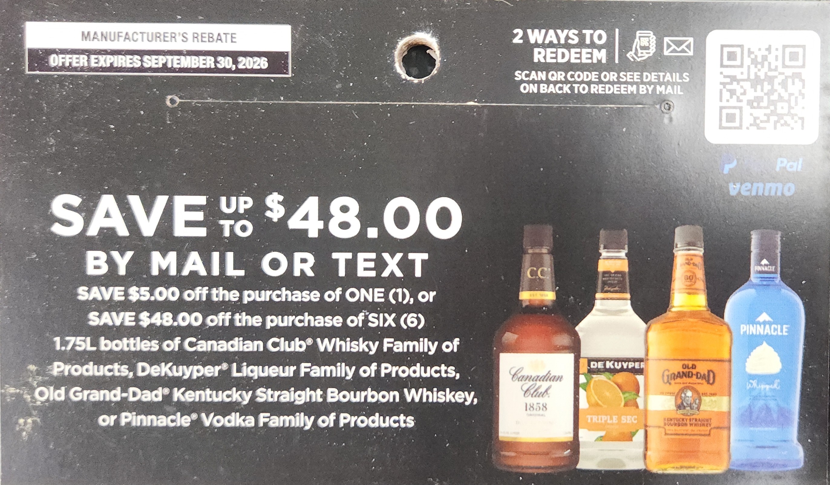 Canadian Club Whisky, Pinnacle Vodka, DeKuyper Liquers, Old Grand-Dad Bourbon (1.75L)