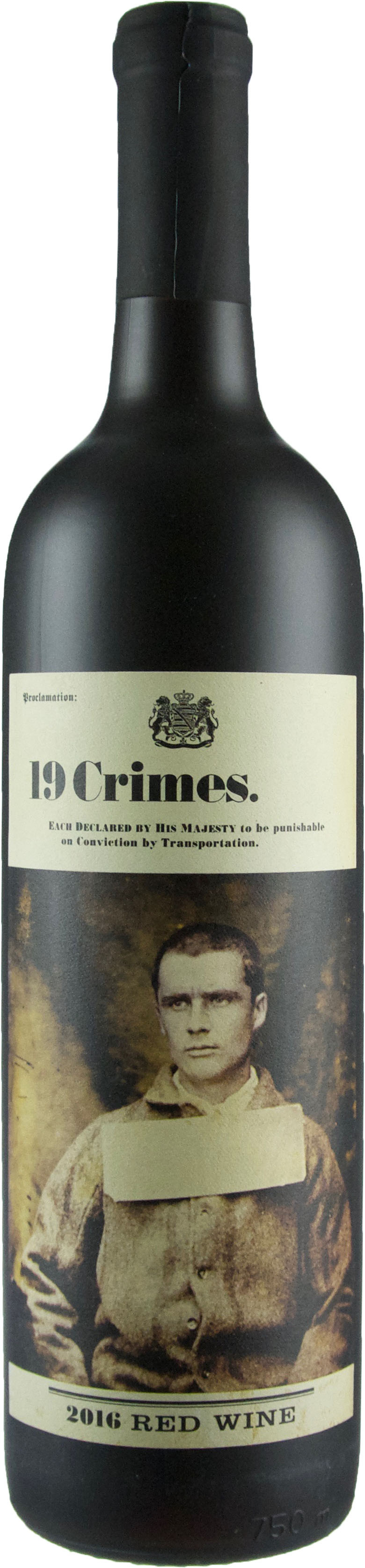 bottle of 19 crimes wine