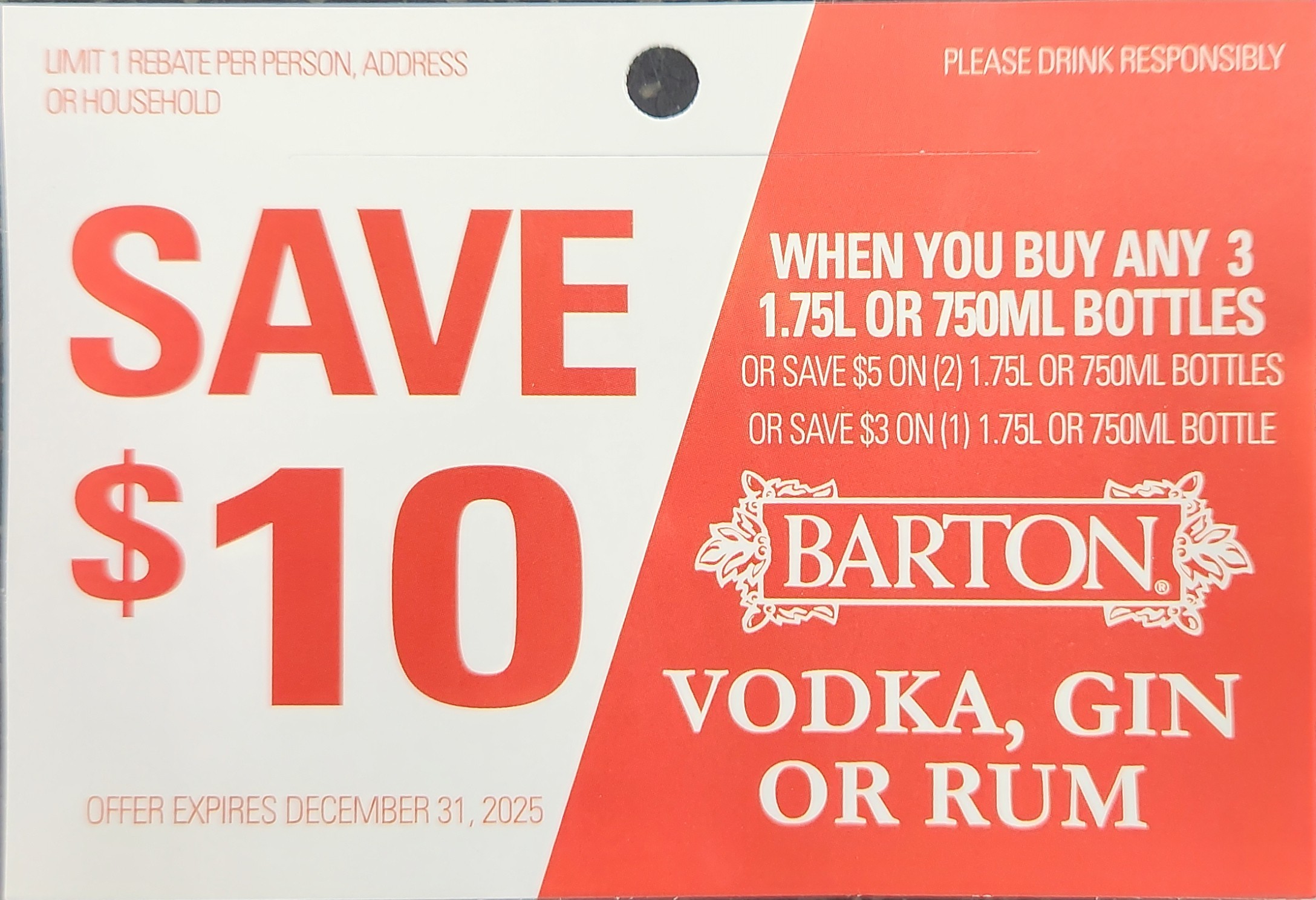Barton Vodka, Gin, or Rum