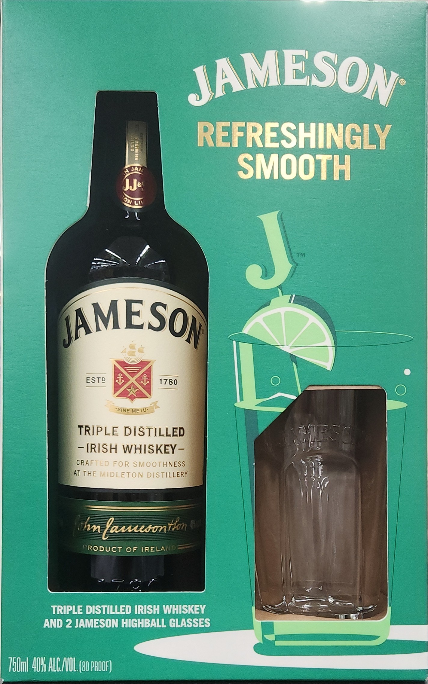 Jameson 750mL Gift Set with Glasses