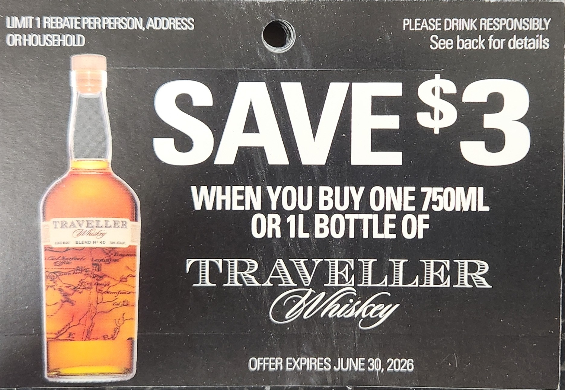 Traveller Whiskey 750mL or 1L