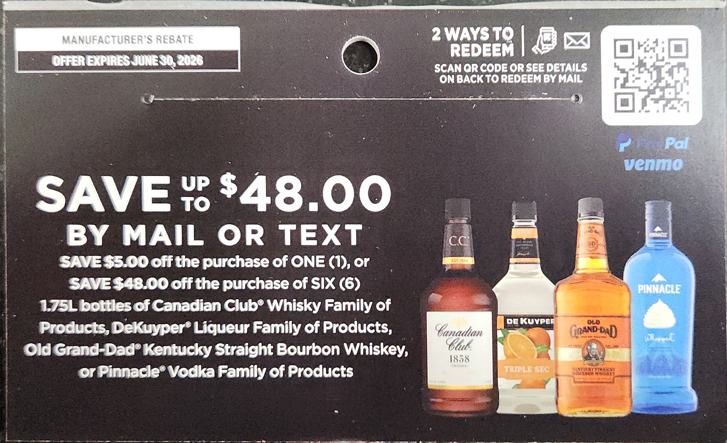 Canadian Club Whisky, Pinnacle Vodka, DeKuyper Liquers, Old Grand-Dad Bourbon (1.75L)