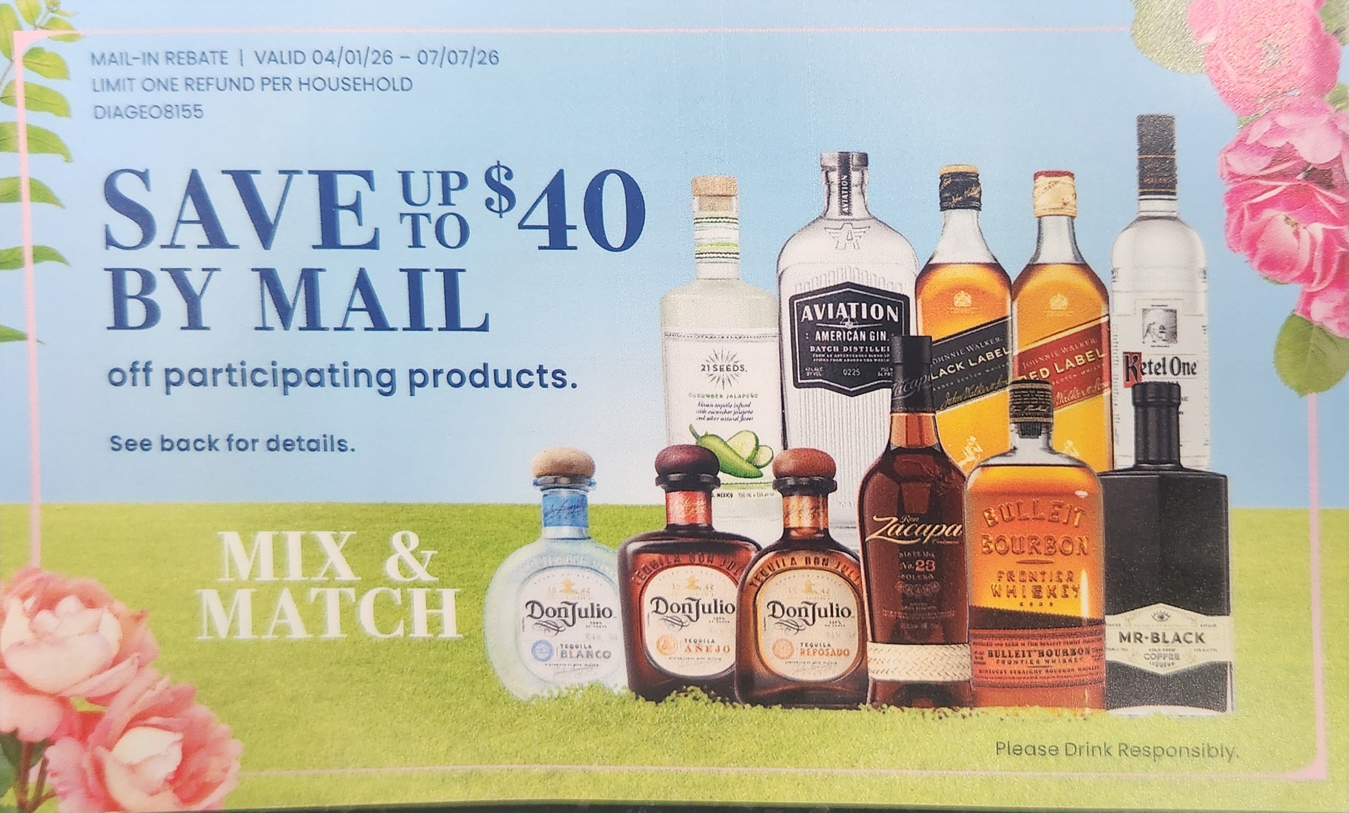 Don Julio, Aviation Gin, Bulleit, Ketel One, Johnnie Walker, 21 Seeds