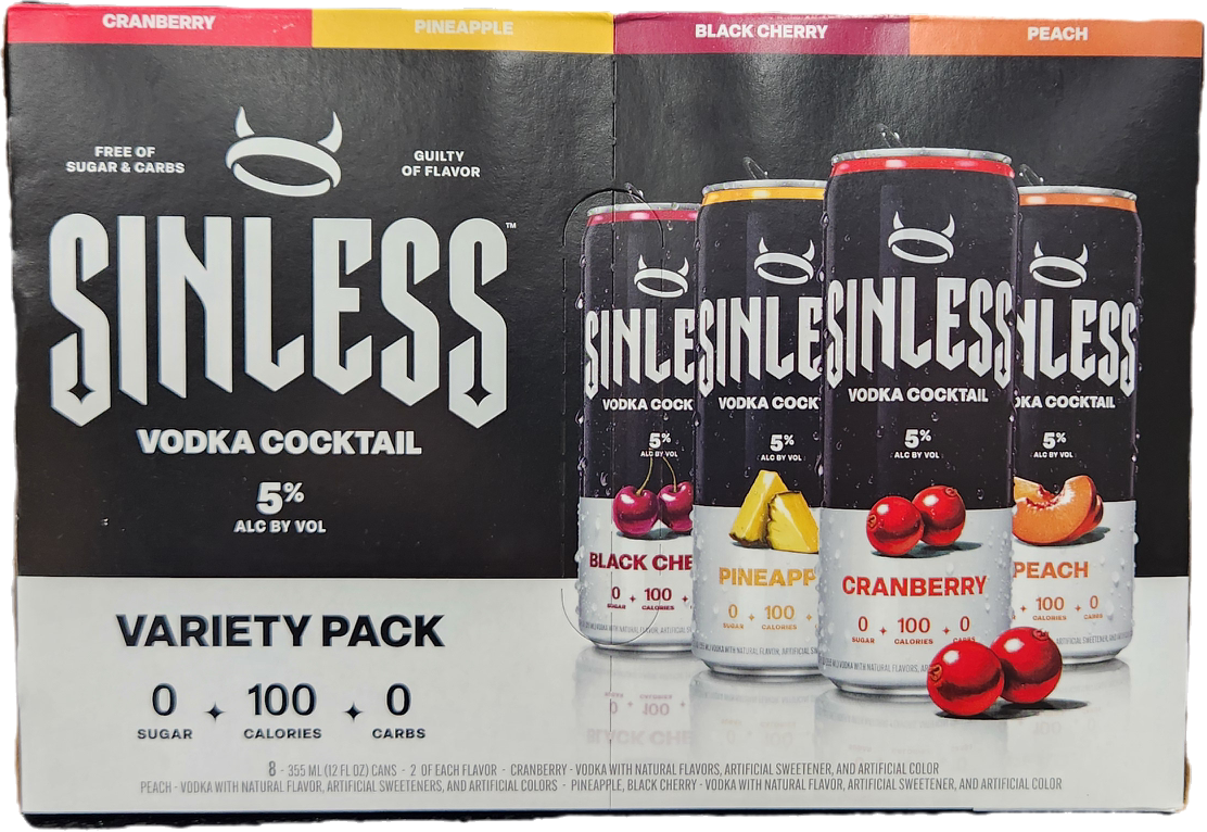 Sinless Variety Vodka Cocktail 8 Pack 355mL Cans