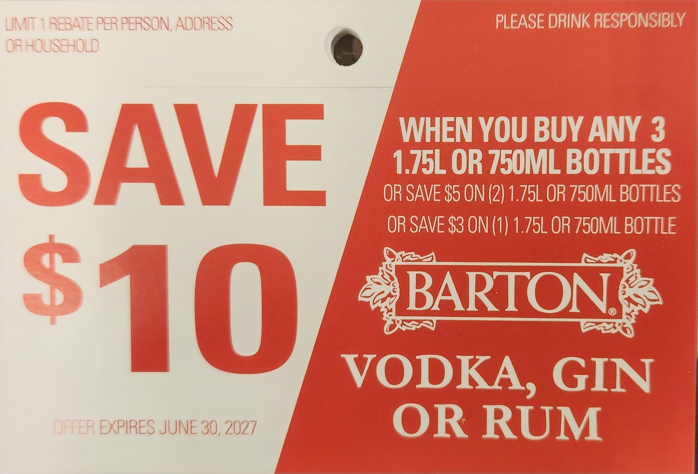 Barton Vodka, Gin, or Rum