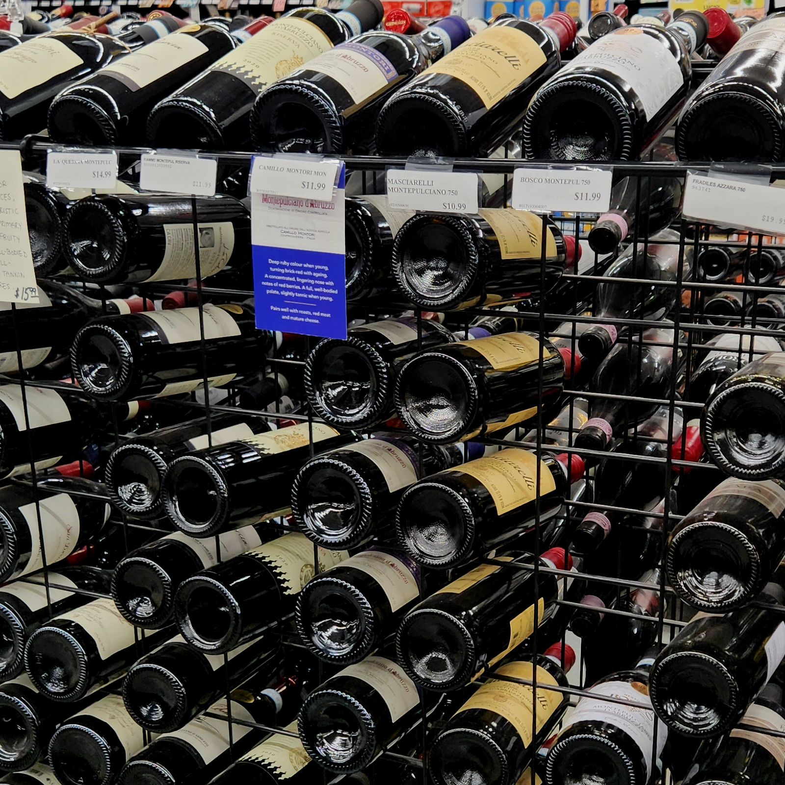 Section of our italian wine racks