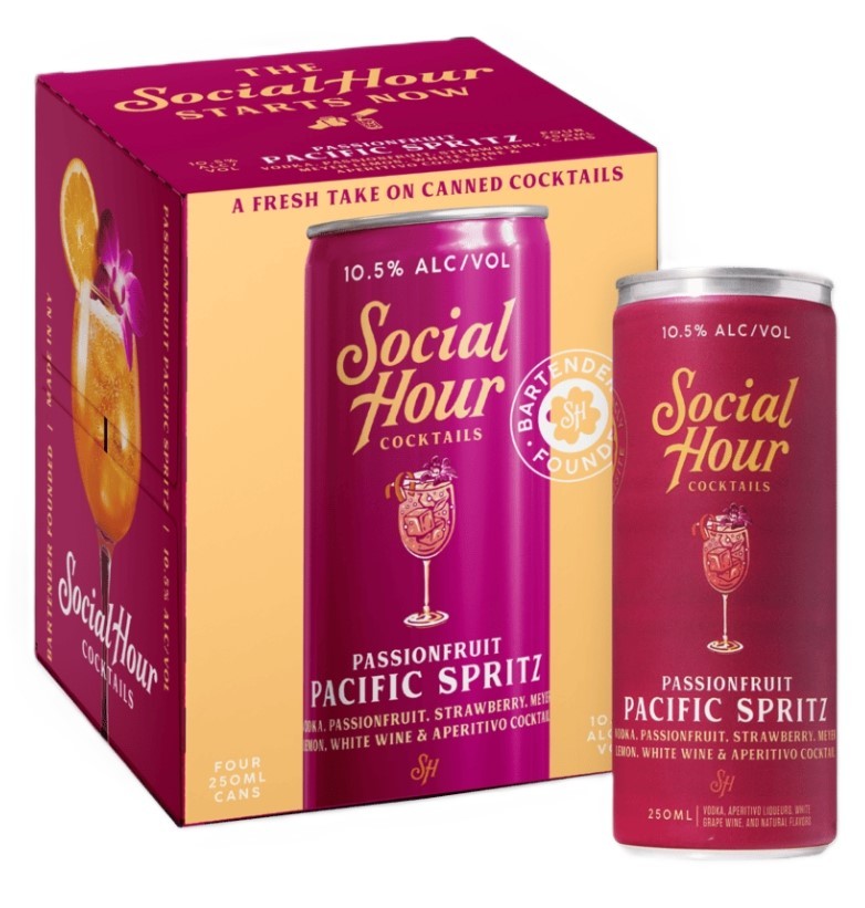 Social Hour Passionfruit Pacific Spritz 4 Pack 250mL