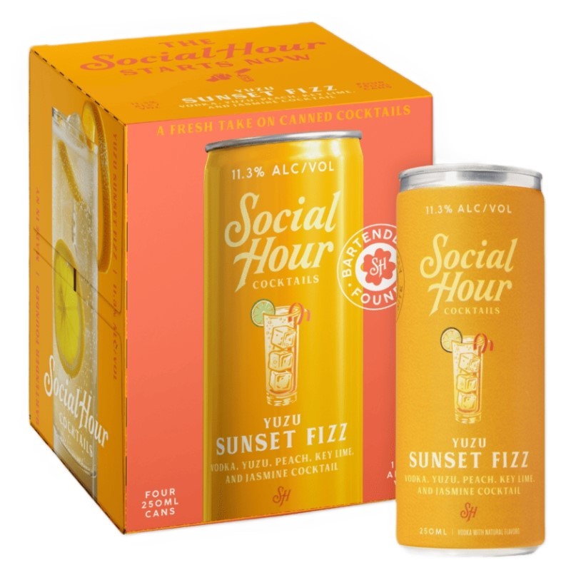 Social Hour Yuzu Sunset Fizz 4 Pack 250mL