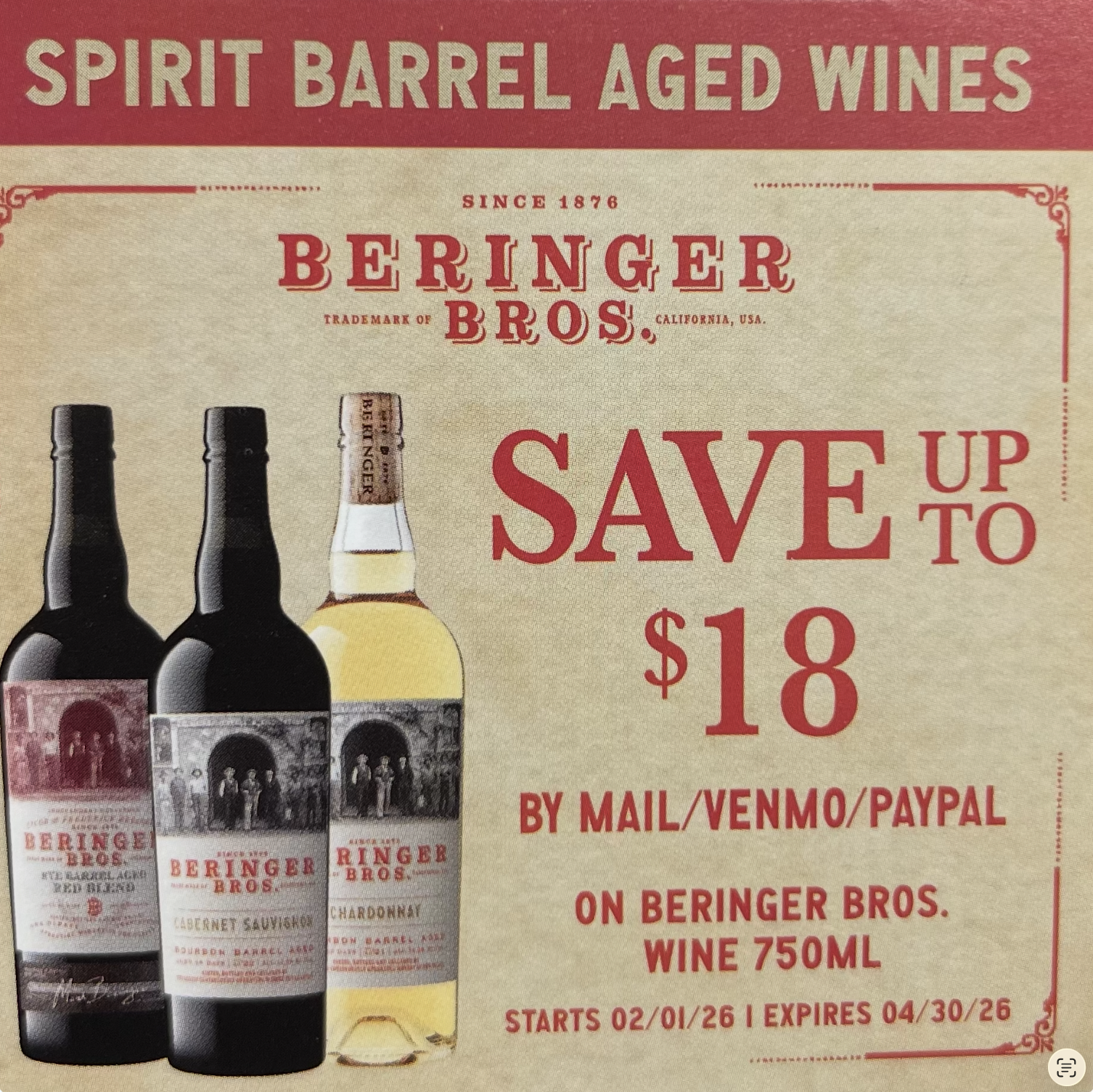 Beringer Bros Spirit Barrel Aged Wines