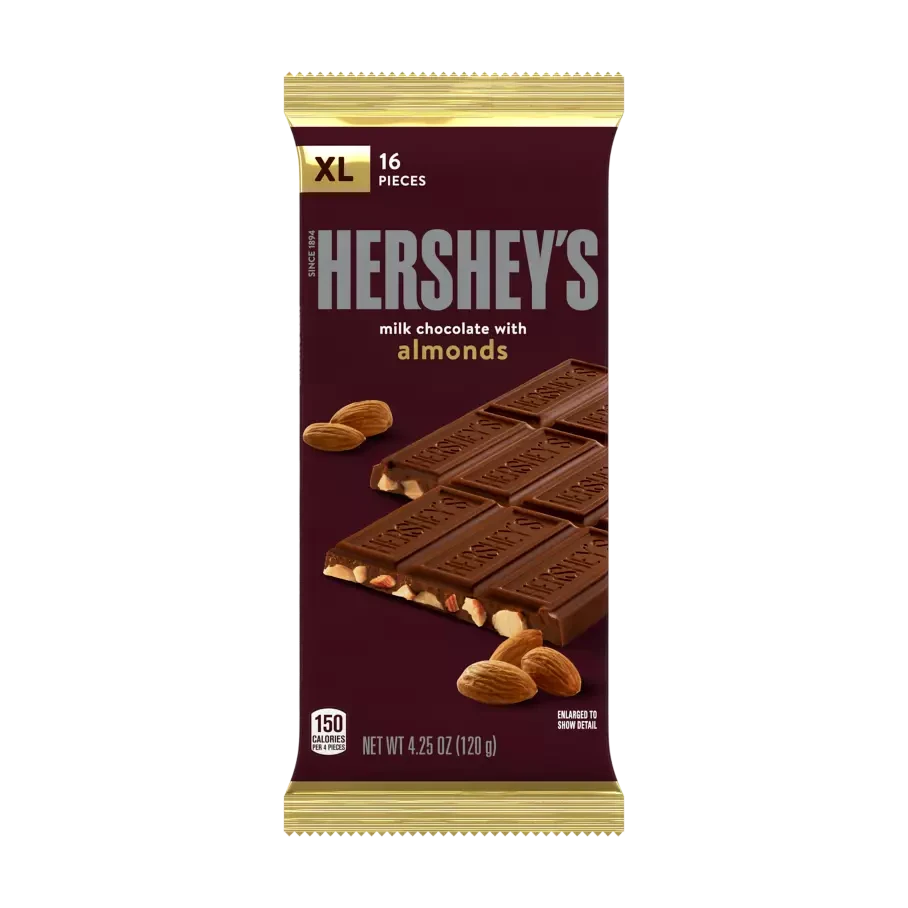 HERSHEY'S MILK CHOCOLATE WITH ALMONDS XL CANDY BAR 4.25OZ