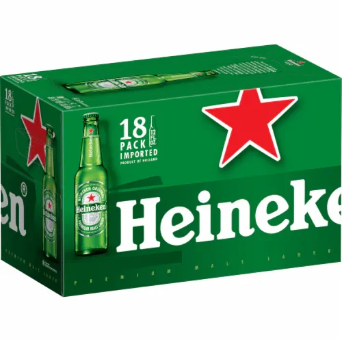 HEINEKEN PREMIUM MALT LAGER BEER BOTTLES 18PK