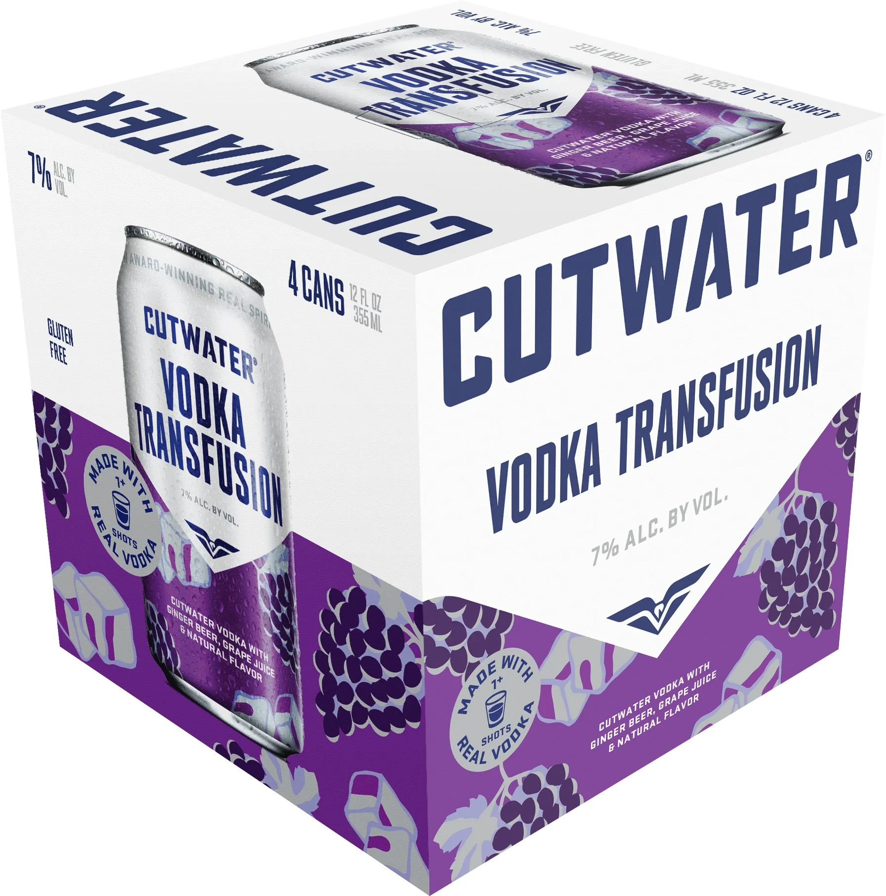 CUTWATER VODKA TRANSFUSION GRAPE CAN 4PK