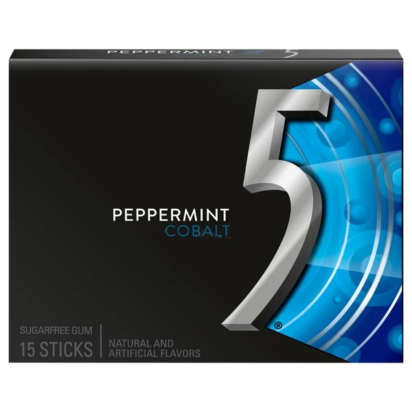 WRIGLEY'S 5 PEPPERMINT COBALT SUGARFREE GUM (15 STICKS)