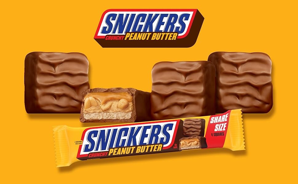 SNICKERS PEANUT BUTTER SQUARED SHARE SIZE CHOCOLATE CANDY BAR 3.56OZ