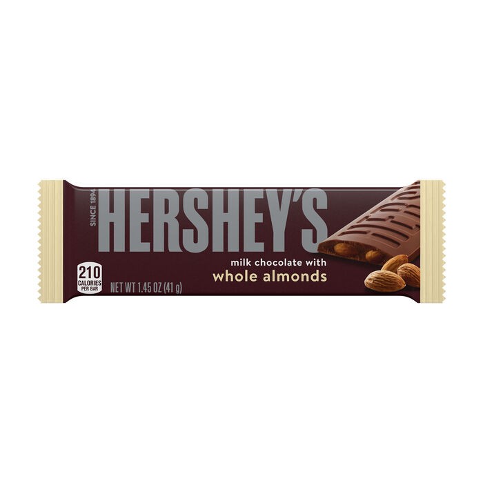 HERSHEY'S MILK CHOCOLATE WITH WHOLE ALMONDS CANDY BAR 1.45OZ