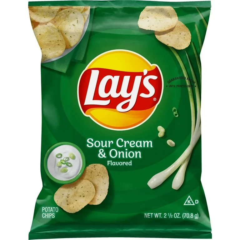 LAYS SOUR CREAM & ONION FLAVORED POTATO CHIPS 2.5OZ