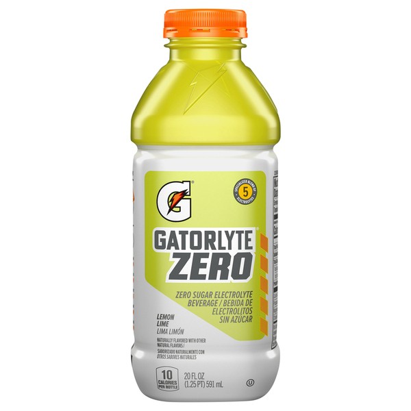 GATORLYTE ZERO ELECTROLYTE BEVERAGE LEMON LIME 20OZ