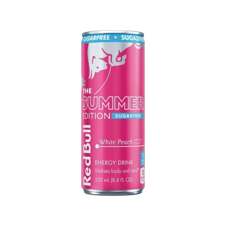 REDBULL SUMMER EDITION WHITE PEACH SUGAR FREE ENERGY DRINK 8.4OZ