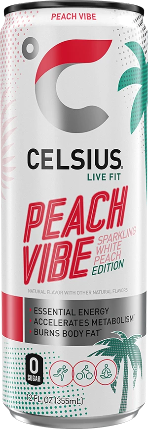 CELSIUS SPARKLING PEACH VIBE 12OZ