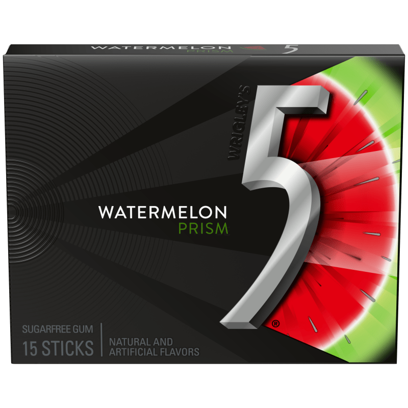 WRIGLEY'S 5 WATERMELON PRISM SUGARFREE GUM (15 STICKS)
