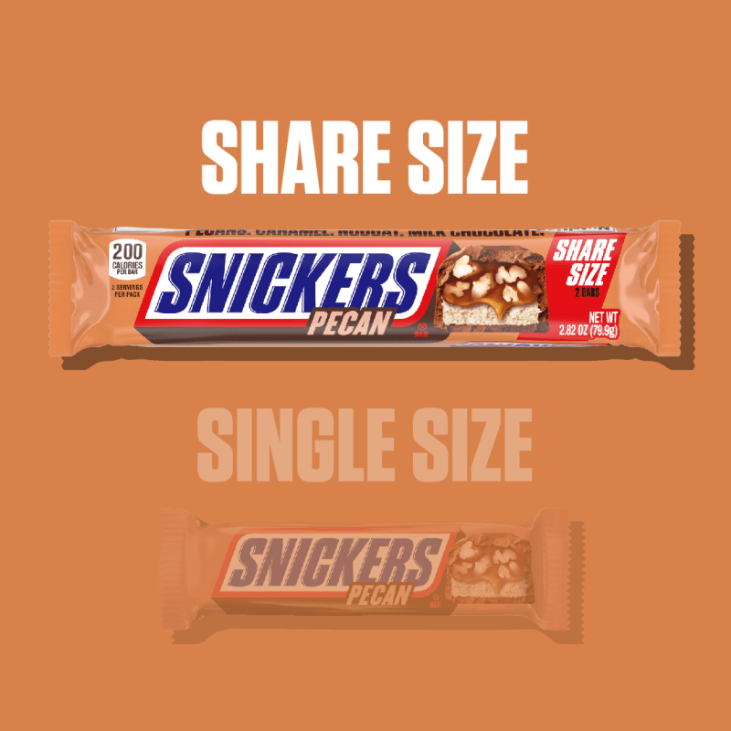 SNICKERS PECAN SHARE SIZE CHOCOLATE CANDY BAR 2.82OZ