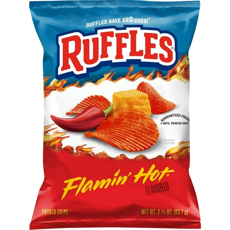 RUFFLES FLAMIN HOT FLAVORED POTATO CHIPS 2.25OZ